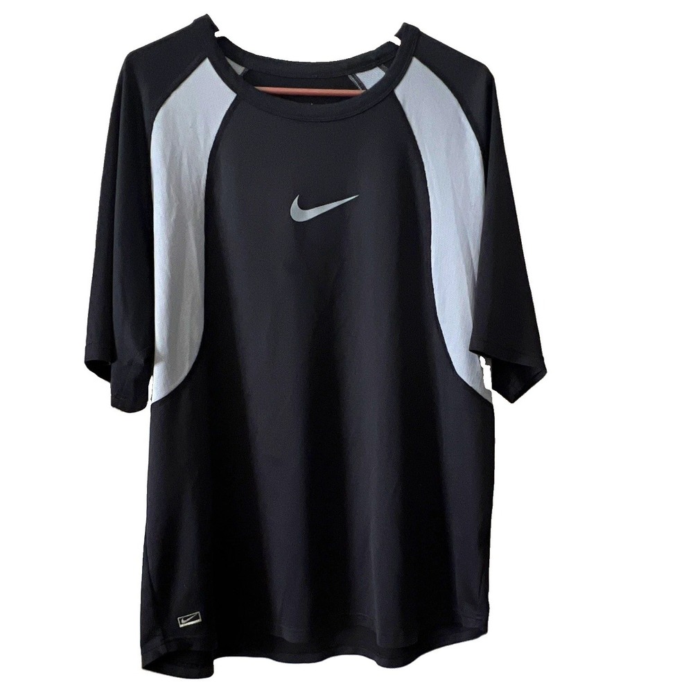 Nike Performance Men's XL Black/Gray Colorblock Mesh Breathable Crew Tee